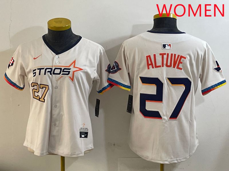 Women Houston Astros #27 Altuve Cream Fourth generation Joint Name Nike 2025 MLB Jersey style 1->women mlb jersey->Women Jersey